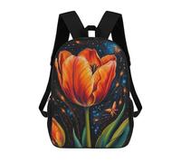 sinyumoney Orange Tulip with Butterfly Painting Kids School Backpack School Bag 3D Printed School Bag for Boys Elementary And Middle School Students 17inch