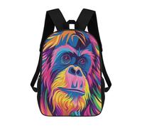 sinyumoney Orangutan Abstract Flat School Bag Backpack Teen Schoolbag 3D Printing Adjustable Schoolbag Fashion Pocket Bag for Kids Boys Girls Students And Teenagers Fans 17inch