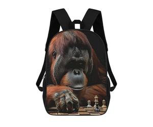 sinyumoney Orangutan Chess Backpacks Kids Student Schoolbag,3D Printed Backpacks,Elementary And Middle School Students Backpacks for Boys Girls 17inch