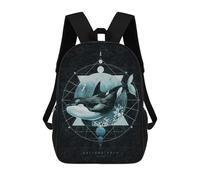sinyumoney Orca And Geometry Children's Backpacks School 3D Printed Bag Bookbag for Kids Travel Rucksacks Boy Girl Book Bags Kids School Bag 17inch