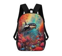 sinyumoney Orca Backpacks Children's Backpacks School Bag 3D Printed Children's School Backpack Fashion Travel Backpacks for Kids Elementary Middle School 17inch
