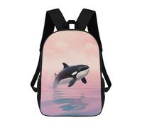 sinyumoney Orca Breaching in Pink Sky 3D Printed School Backpack Casual Children's Backpacks 3D Printed School Bag for Boys Elementary And Middle 17inch