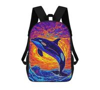 sinyumoney Orca Breaching Vibrant Ocean Art Children’s Backpack Girls Boys, 17 Inch Rucksack Bag, Daypack, Primary School, Perfect for Back to Kids