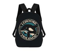 sinyumoney Orca I Choose Violence Backpacks Kids School Backpack School Bag 3D Printed School Bag for Boys Elementary And Middle School Students 17inch