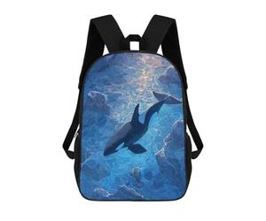 sinyumoney Orca in Blue Ocean Art Rucksack Water Resistant Travel Backpack Computer Bag for Men, Women & Teenage Boys 17inch
