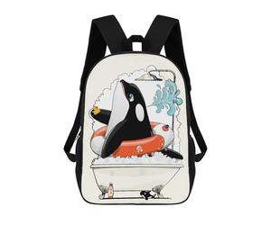 sinyumoney Orca Killer Whale in Bath Backpack School Fashion Stationery Backpack Waterproof Casual Daypacks for Boys/Girls/Teenagers 17inch