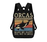 sinyumoney Orca Killer Whale Saying School Bags Water Resistant School Bag Business Backpack for Campus Outdoor Travel Sports 17inch