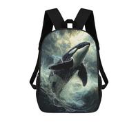sinyumoney Orca Leaping Storm Backpacks Kids Student Schoolbag,3D Printed Backpacks,Elementary And Middle School Students Backpacks for Boys Girls 17inch