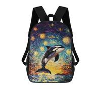 sinyumoney Orca Under Starry Sky School Bag Bookbag 3D Printed Children's Backpacks for Kids Boy Girl Book Bags Kids School Bag Travel Rucksacks 17inch