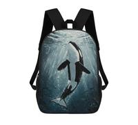 sinyumoney Orca Underwater Painting Backpacks Kids Student Schoolbag,3D Printed Backpacks,Elementary And Middle School Students Backpacks for Boys Girls 17inch