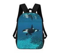 sinyumoney Orca Underwater School Bag Backpack Teen Schoolbag 3D Printing Adjustable Schoolbag Fashion Pocket Bag for Kids Boys Girls Students And Teenagers Fans 17inch