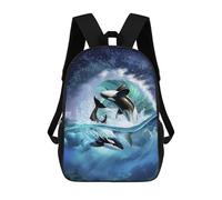 sinyumoney Orca Wave Backpacks Kids School Backpack School Bag 3D Printed School Bag for Boys Elementary And Middle School Students 17inch