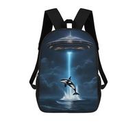 sinyumoney Orca Whale Alien Spaceship Backpack 3D Printed Kids School Backpack High Capacity Travel Backpacks Book Bags Kids Backpack 17inch