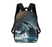 sinyumoney Orca Whale Killer Backpacks Kids School Backpack School Bag 3D Printed School Bag for Boys Elementary And Middle School Students 17inch