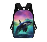 sinyumoney Orca Whale Killer Northern Children's Backpack, 3D Printed School Backpack, Backpack for Boys Girls, Adjustable School Bag for Primary School 17inch