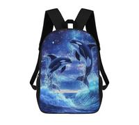 sinyumoney Orca Whale Killer Wave Kids School Backpack School Bag 3D Printed School Bag for Boys Elementary And Middle School Students 17inch