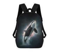 sinyumoney Orca Whale Leaping in Space Children's Backpacks School 3D Printed Bag Bookbag for Kids Travel Rucksacks Boy Girl Book Bags Kids School Bag 17inch