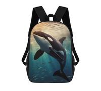 sinyumoney Orca Whale Sunset Dive Children's School Backpack 3D Printed for Kids Travel Rucksacks Book Bags for Boys Elementary School Students 17inch