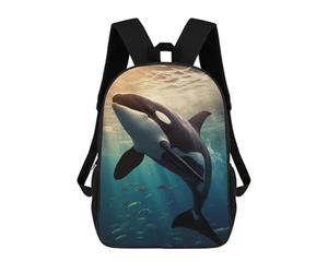 sinyumoney Orca Whale Sunset Dive School Bags Water Resistant School Bag Business Backpack for Campus Outdoor Travel Sports 17inch