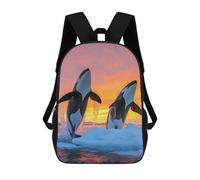 sinyumoney Orcas Jumping at Sunset in Icy Waters Backpack School Rucksack Casual Daypacks School Work Travel Bag for Men/Women 17inch