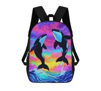sinyumoney Orcas Leaping Colorful Ocean Backpack School Bag Large Water Resistant Laptop Backpack for Teenage Girls Boys Women Men 17inch