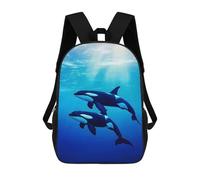 sinyumoney Orcas Swimming Underwater Children's School Backpack 3D Printed for Kids Travel Rucksacks Book Bags Kids School Bag 17inch