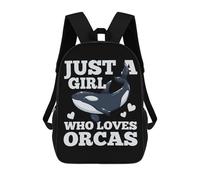 sinyumoney Orcas Whale Orca Lover Backpack, Children's Backpack, Student School Bag Bookbag Rucksack, 3D Printed School Bag for Boys Girls 17inch