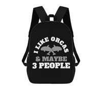 sinyumoney Orcas Whales Introvert School Backpack Schoolbags For Girls Boys Backpack With Pocket Fashion School Bag Kids Backpack 17inch