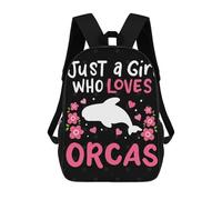 sinyumoney Orcas Whales Orca Lover School Bags Lightweight Casual Daypack School Backpacks for School/Work/Travel 17inch