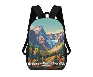 sinyumoney Ordesa Y Monte Perdido National Park Kids Backpack Fashion Fun Backpack Book Bag for Boys And Teenager 3D Printed School Bags for Boys 17inch