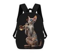 sinyumoney Oriental Shorthair Trumpet School Backpack Large Lightweight Casual Backpack for Boys/Girls/Teenagers 17inch