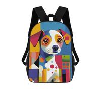 sinyumoney Original Abstract Puppy Portrait Children's Backpack, 3D Printed School Backpack, Backpack for Boys Girls, Adjustable School Bag for Primary School 17inch