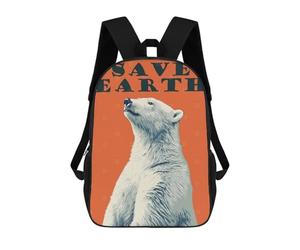 sinyumoney Original Save Earth Polar Bear Backpacks Kids School Backpack Fashion School Bag 3D Printed School Bag for Boys Elementary And Middle School Students 17inch