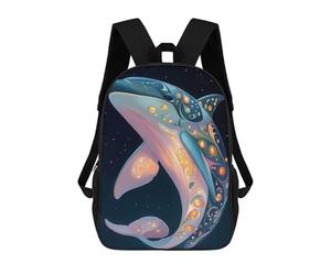 sinyumoney Ornate Dolphin in Space School Bags Large Water Resistant Laptop Backpack for Boys/Girls/Teenagers 17inch