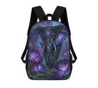 sinyumoney Ornate Elephant in Floral Fantasy Backpack School Fashion Stationery Backpack Waterproof Casual Daypacks for Boys/Girls/Teenagers 17inch