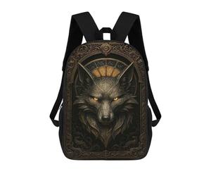 sinyumoney Ornate Fox Head - Gothic Elegance Fantasy Poster Rucksack Water Resistant Travel Backpack Computer Bag for Teenage Girls Boys Women Men 17inch