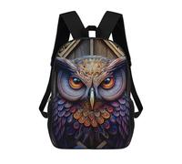 sinyumoney Ornate Owl Artwork -1 Kids School Backpack 3D Printed Backpacks Fashion School Bag Rucksacks for Boys Elementary And Middle School Students 17inch