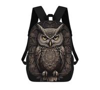 sinyumoney Ornate Owl Artwork 3D Printed Children's School Backpack for Kids High Capacity Travel Rucksacks Book Bags Kids School Bag Back Pack 17inch