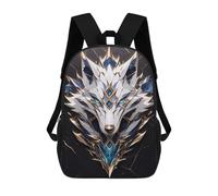 sinyumoney Ornate Wolf Head Children's 17 Inch School Backpack 3D Printed Cool Knapsack for Kids Travel Rucksacks Book Bags Kids School Bag