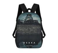 sinyumoney Osaka Castle Backpacks Kids School Backpack School Bag 3D Printed Fashion School Bags for Boys Elementary And Middle School Students 17inch