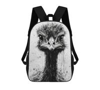 sinyumoney Ostrich Beauty Black Ink Children's School Backpack 3D Printed for Kids Travel Rucksacks Book Bags for Boys Elementary School Students 17inch