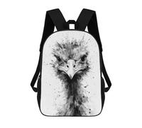 sinyumoney Ostrich Beauty Watercolor Kids School Backpack 3D Printed Fashion School Bag Casual School Bag for Boys Elementary And Middle School Students 17inch