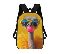 sinyumoney Ostrich Bubblegum Backpacks Kids Student Schoolbag 3D Printed Backpacks Elementary And Middle School Students Backpacks for Boys Girls 17inch