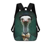sinyumoney Ostrich Fashion Backpack with Pocket 3D Printed Backpacks, Travel Rucksacks Book Bags Kids School Bag 17inch