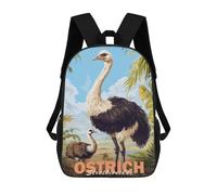 sinyumoney Ostrich Illustration Children's School Backpack 3D Printed for Kids Travel Rucksacks Book Bags Kids School Bag 17inch