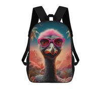 sinyumoney Ostrich in Pink Sunglasses Rucksack Lightweight Casual Daypack School Backpacks for School/Work/Travel 17inch