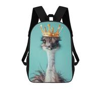 sinyumoney Ostrich King 3D Printed Children's School Backpack for Kids High Capacity Travel Rucksacks Book Bags Kids School Bag Back Pack 17inch