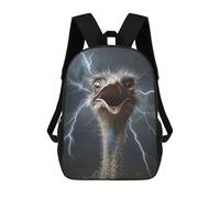 sinyumoney Ostrich Lightning Rucksacks 3D Printed Children Backpacks Fashion Casual Daypack Cute Travel Bags Outdoor Casual Daypack for Boy And Girl 17inch