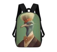 sinyumoney Ostrich Magical Realm Kids School Backpack School Bag 3D Printed School Bag for Boys Elementary And Middle School Students 17inch