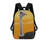 sinyumoney Ostrich Portrait Painting 3D Printed Kids School Bag Rucksacks Children's School Fashion Casual Back Pack High Capacity Travel Book Bags Backpack for Kids 17inch